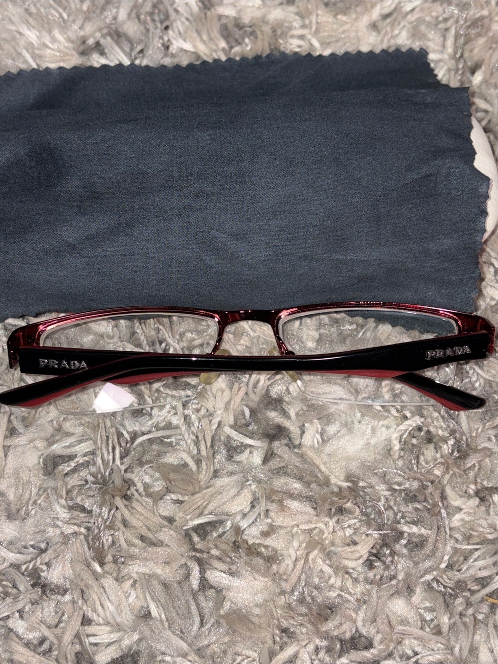 Prada Rectangular Semi-Rimless Reading Glasses - Burgundy - Picture 2 of 6
